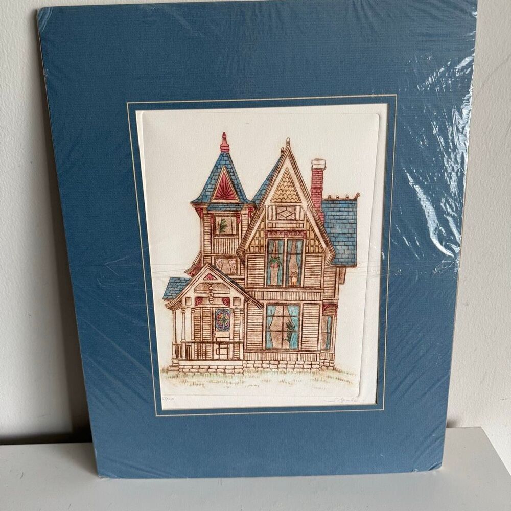 Vintage Susan Shepard Limited Edition Victorian House Etching Signed & Numbered